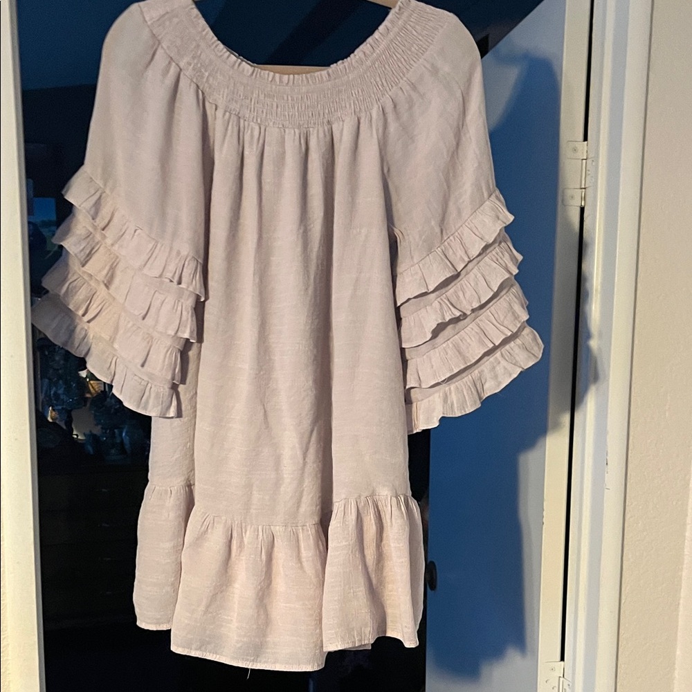 Women's Ruffled Cream mini dress